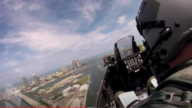 F-16 over South Beach Miami, cockpit view during airshow